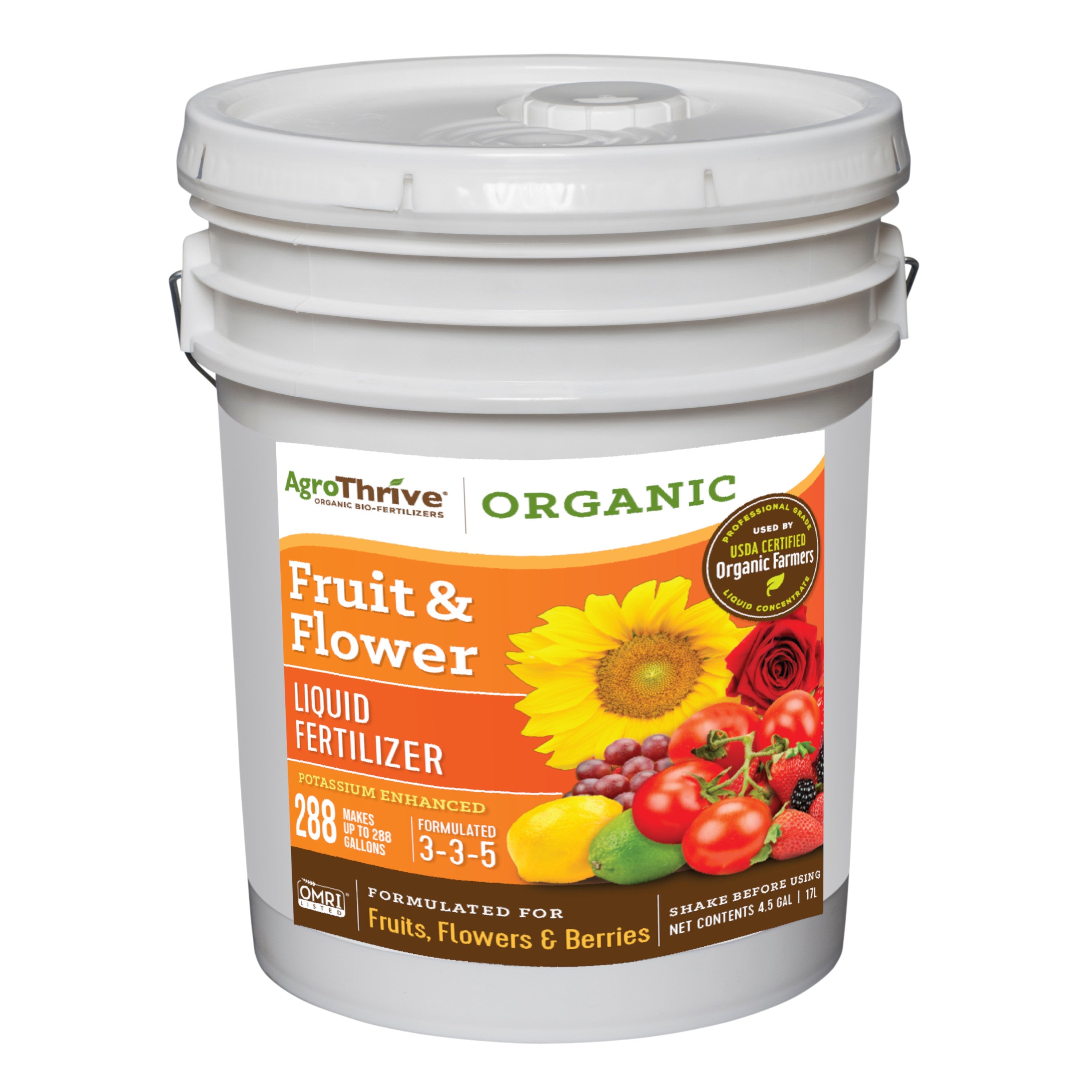 liquid fertilizer for pineapple plants AgroThrive Organic Flowers/Fruits/Vegetables 3-3-5 Fertilizer 2.5 gal