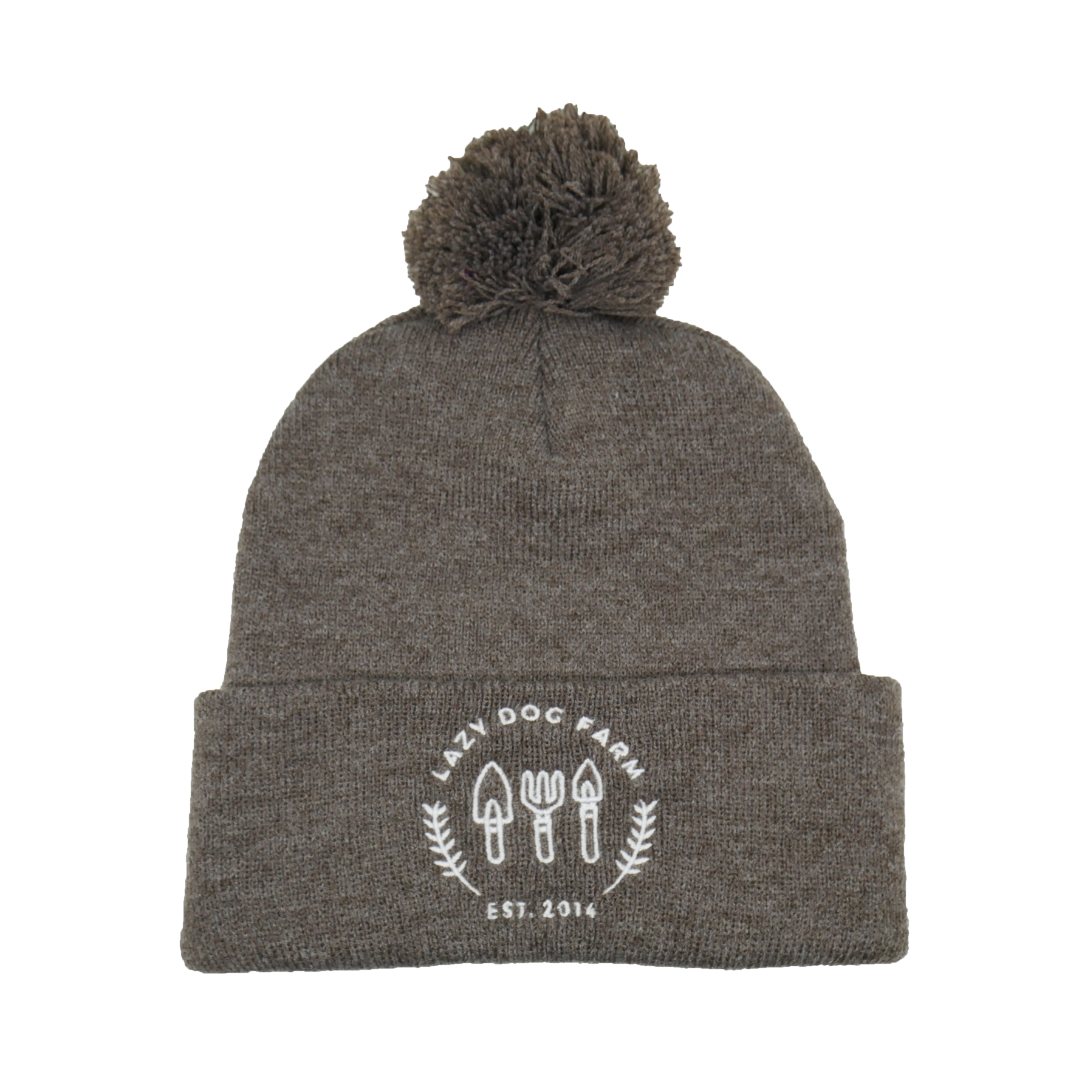 Lazy Dog Farm Embroidered Beanie - Heather Brown