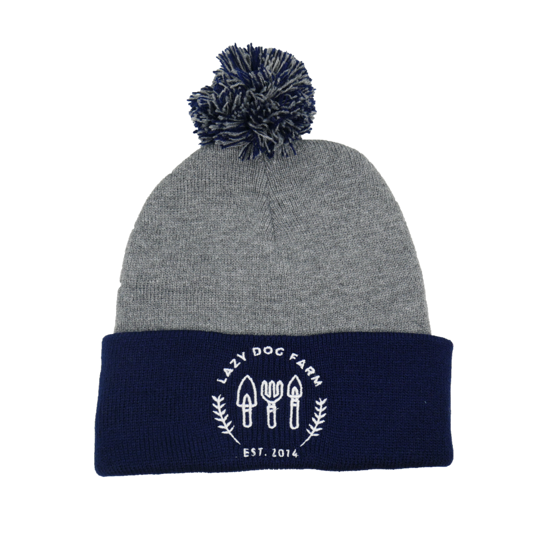Lazy Dog Farm Embroidered Beanie - Heather Gray/Navy