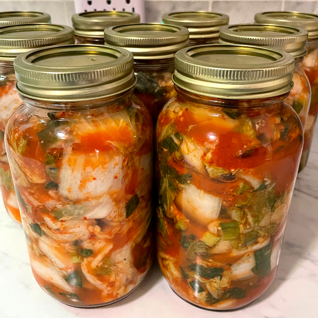 Cabbage Kimchi in Jars