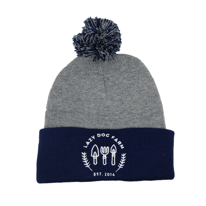 Lazy Dog Farm Embroidered Beanie - Heather Gray/Navy