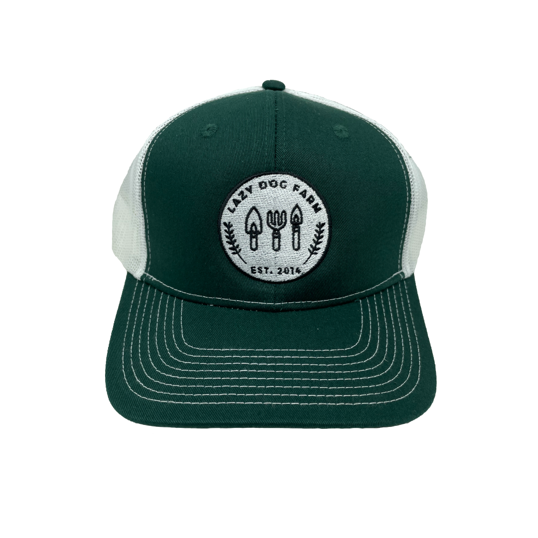 Embroidered Lazy Dog Farm Hat - Green/White