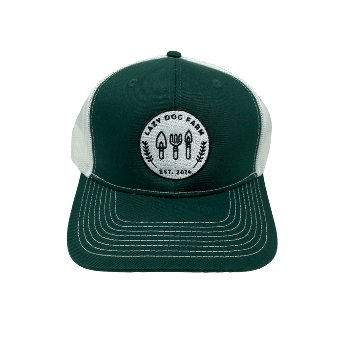 Embroidered Lazy Dog Farm Hat - Green/White