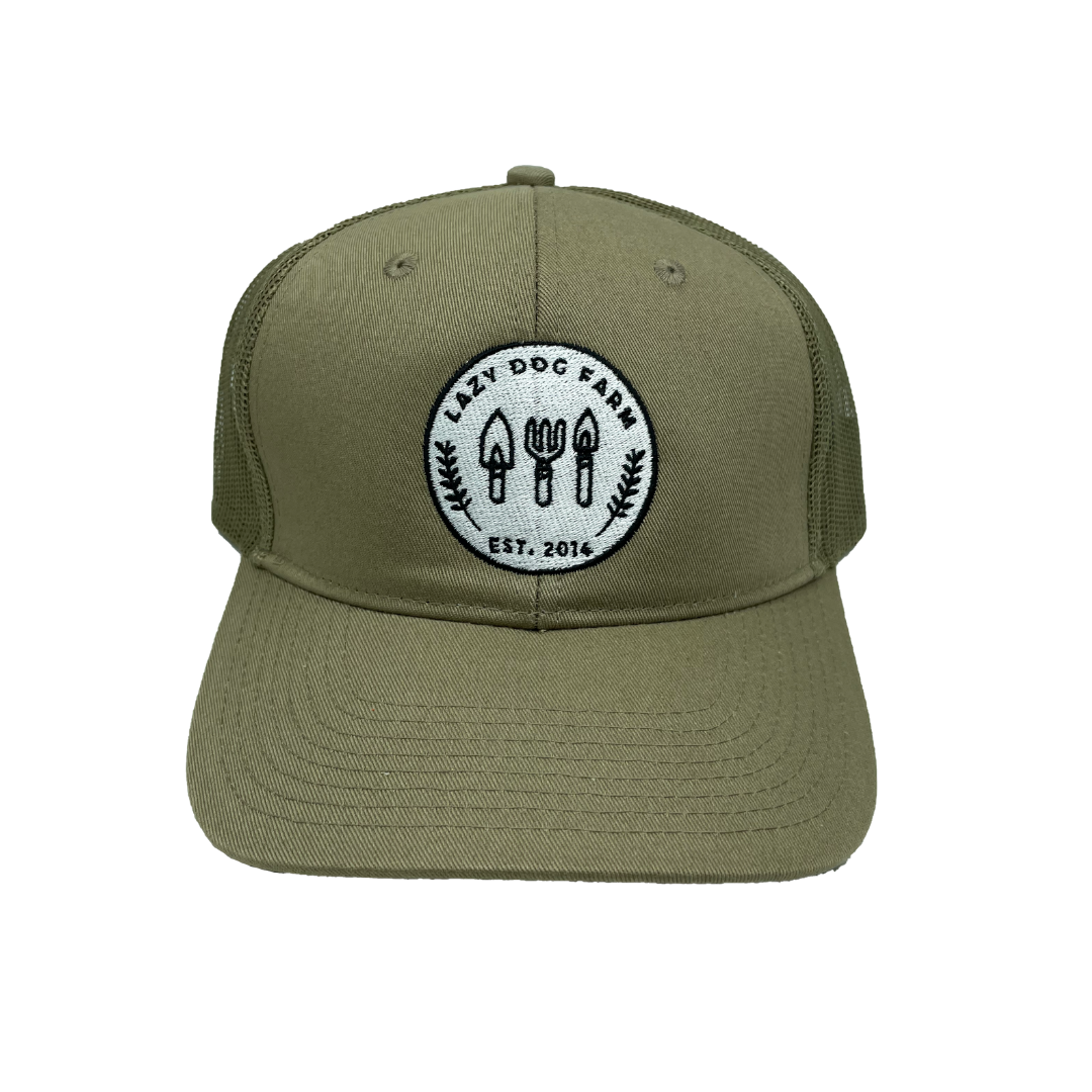 Embroidered Lazy Dog Farm Hat - Olive