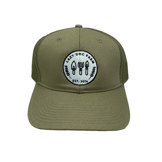 Embroidered Lazy Dog Farm Hat - Olive